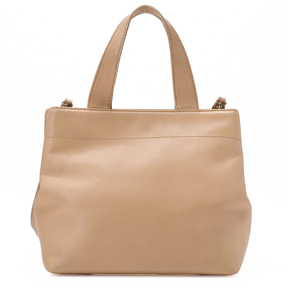 CHANEL Cocomark Turnlock 2way Chain Shoulder Bag Lambskin Beige Gold-Tone Hardware, Pre-Owned