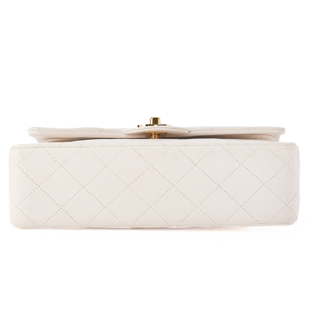 CHANEL Matelasse Double Flap 23cm Chain Shoulder Lambskin White Gold-Tone Hardware, Pre-Owned