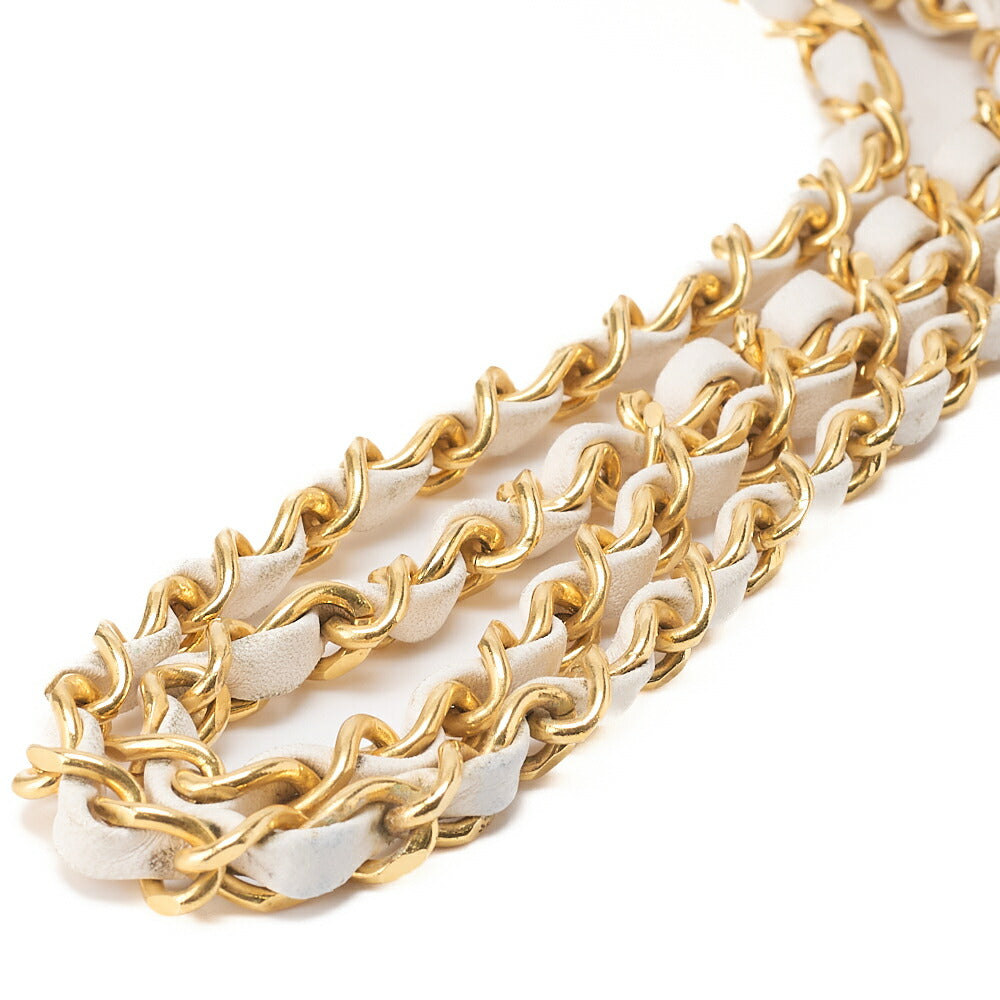 CHANEL Matelasse Double Flap 23cm Chain Shoulder Lambskin White Gold-Tone Hardware, Pre-Owned