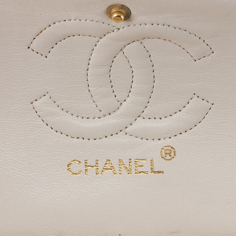 CHANEL Matelasse Double Flap 23cm Chain Shoulder Lambskin White Gold-Tone Hardware, Pre-Owned