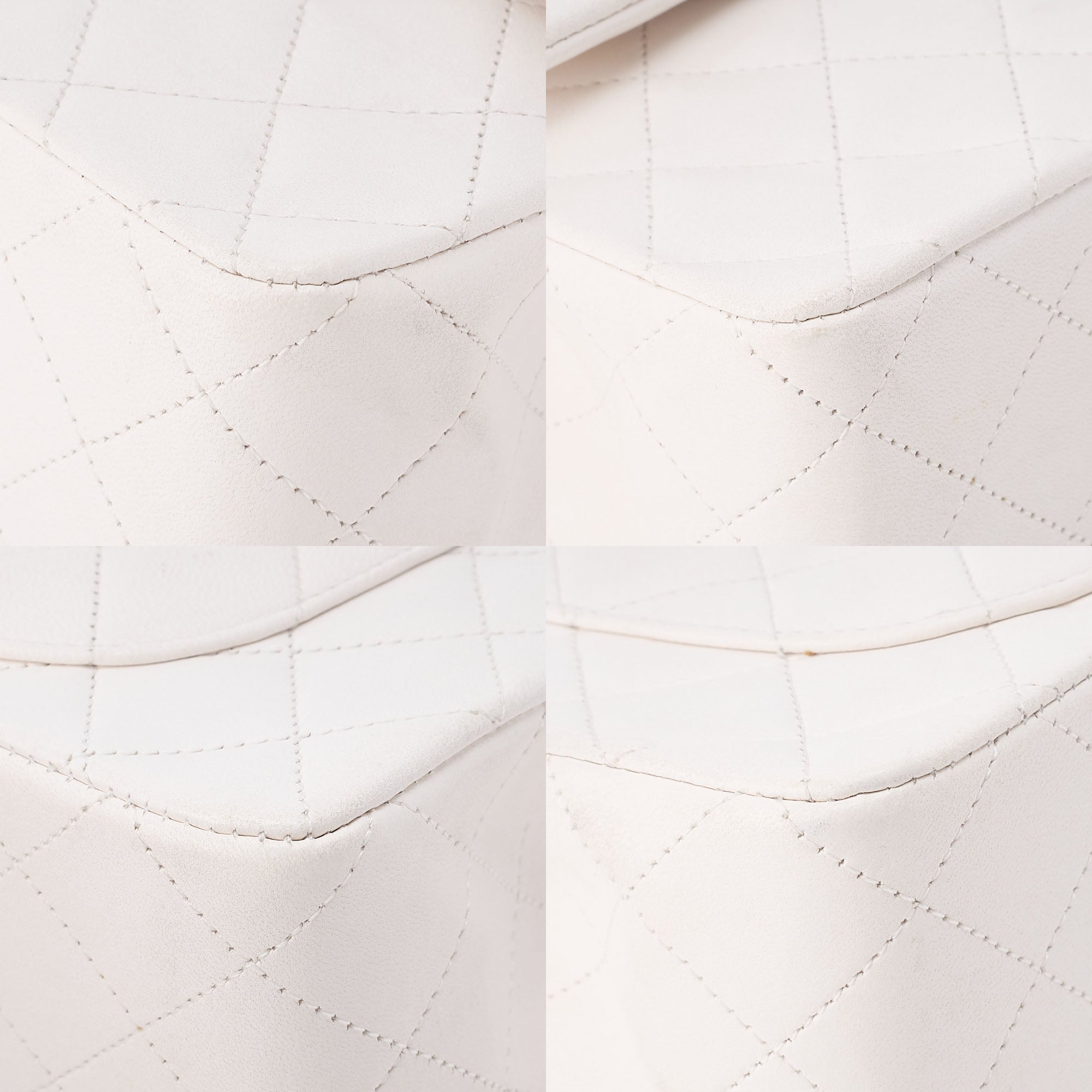 CHANEL Matelasse Double Flap 23cm Chain Shoulder Lambskin White Gold-Tone Hardware, Pre-Owned