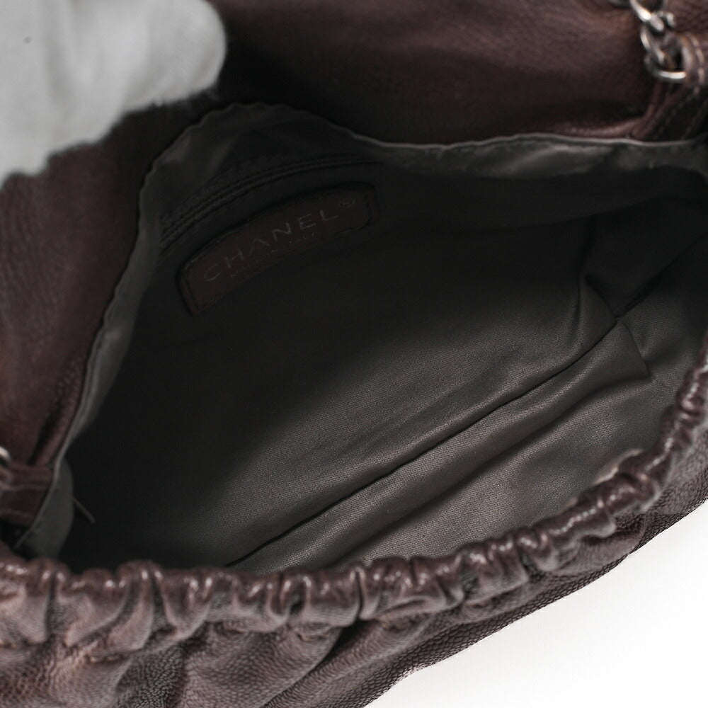 CHANEL Chain Shoulder Matelasse Bijou Coco Mark Single Caviar Skin Brown Silver-Tone Hardware, Pre-Owned