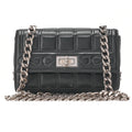 CHANEL Chanel Chocolate Bar 2.55 Turnlock Rhinestone Coco Chain Shoulder Lambskin Black Silver -Tone Hardware, Pre-Owned