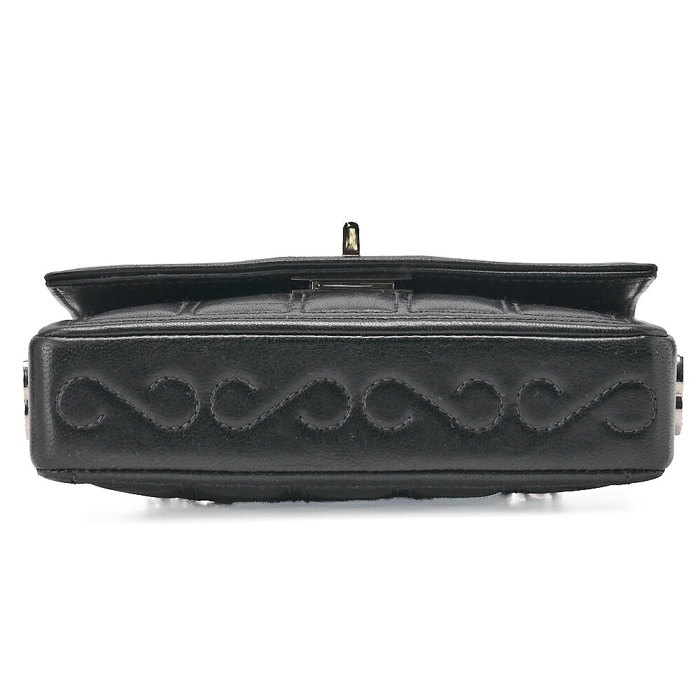 CHANEL Chanel Chocolate Bar 2.55 Turnlock Rhinestone Coco Chain Shoulder Lambskin Black Silver -Tone Hardware, Pre-Owned