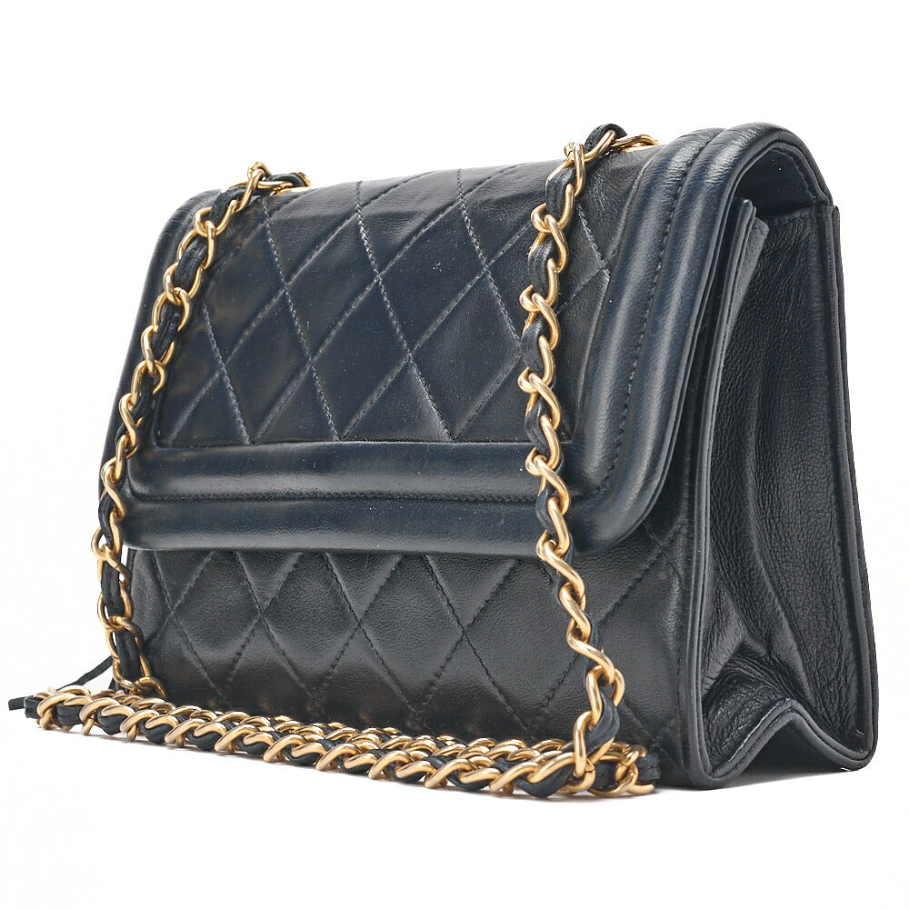 CHANEL Matelasse Magnetic Lock with Fringe Chain Shoulder Lambskin Navy Gold-Tone Hardware, Pre-Owned