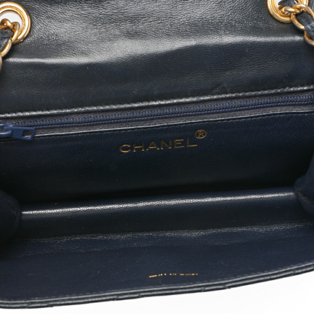 CHANEL Matelasse Magnetic Lock with Fringe Chain Shoulder Lambskin Navy Gold-Tone Hardware, Pre-Owned