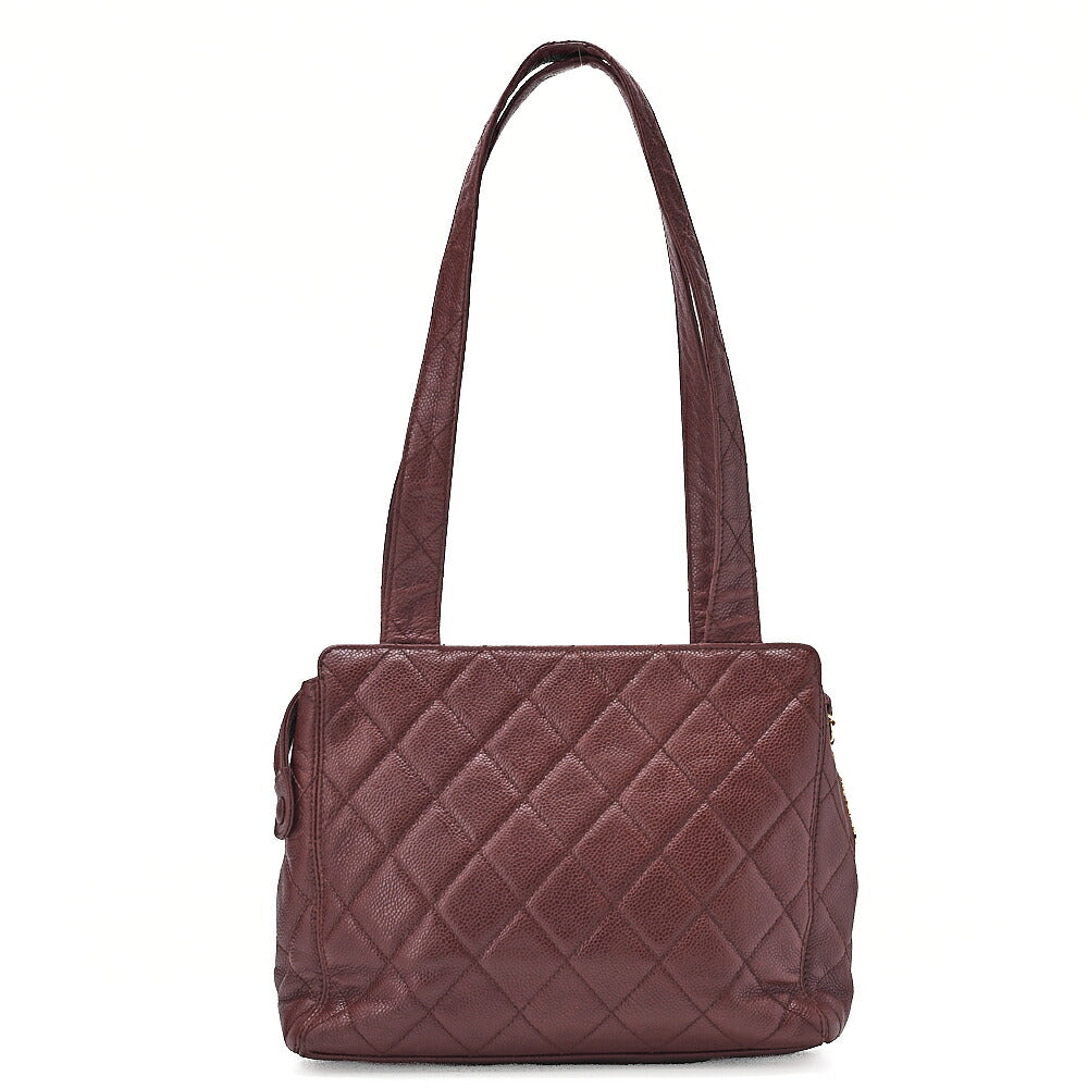 CHANEL Matelasse Outside Flap Tote Bag Caviar Skin Brown Gold-Tone Hardware, Pre-Owned