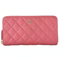 CHANEL Matelasse Round Long Wallet Caviar Skin Pink Gold -Tone Hardware, Pre-Owned