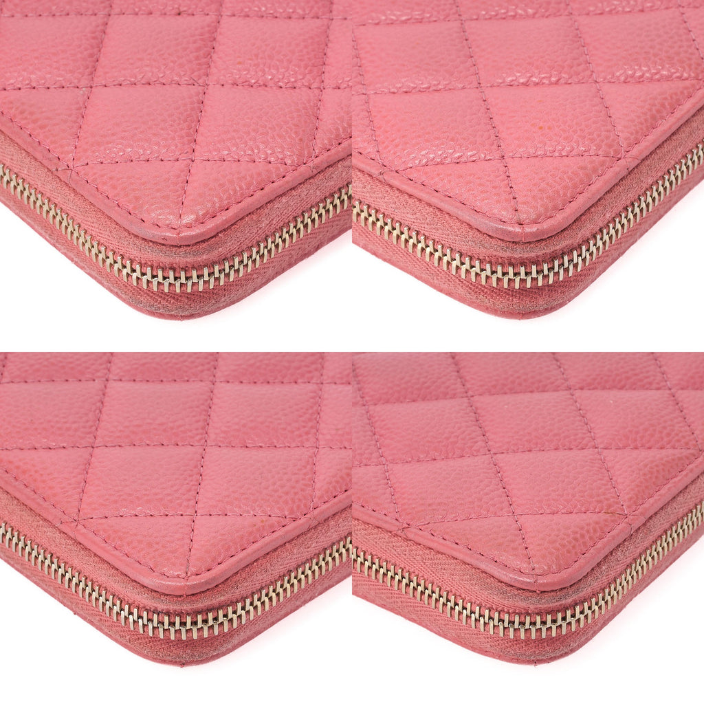 CHANEL Matelasse Round Long Wallet Caviar Skin Pink Gold -Tone Hardware, Pre-Owned