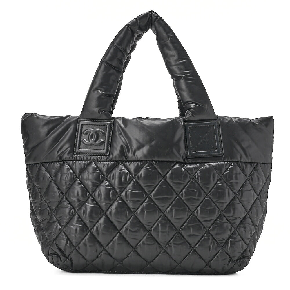 CHANEL Shoulder Bag Tote Bag Nylon Black Silver -Tone Hardware, Pre-Owned