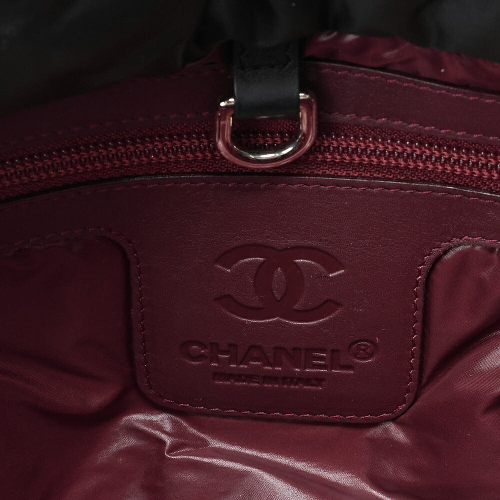 CHANEL Shoulder Bag Tote Bag Nylon Black Silver -Tone Hardware, Pre-Owned