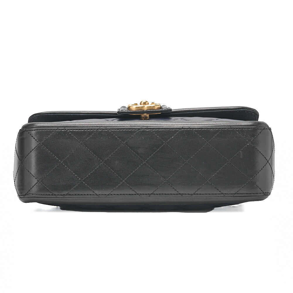 CHANEL Lambskin Boy Chanel Single Chain Shoulder  Black x Navy Gold-Tone Hardware, Pre-Owned