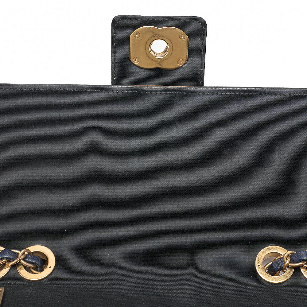 CHANEL Lambskin Boy Chanel Single Chain Shoulder  Black x Navy Gold-Tone Hardware, Pre-Owned