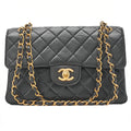 CHANEL Lambskin Matelasse Double Face 23cm Chain Shoulder Black Gold-Tone Hardware, Pre-Owned