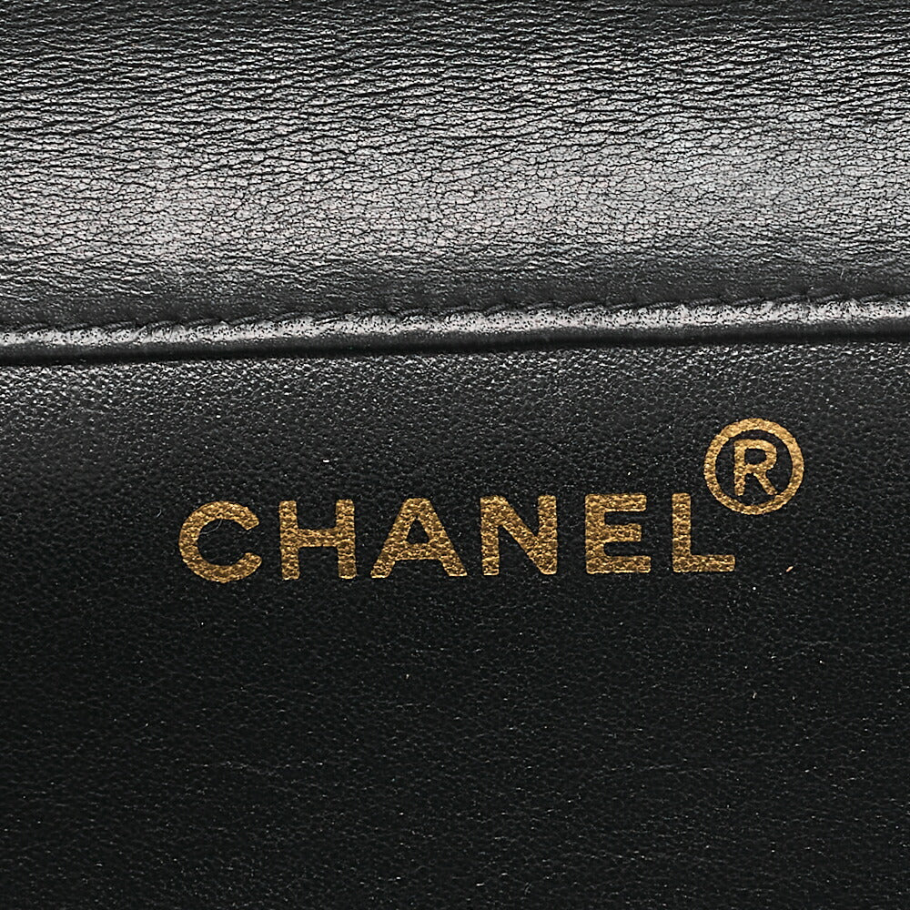 CHANEL Lambskin Matelasse Double Face 23cm Chain Shoulder Black Gold-Tone Hardware, Pre-Owned