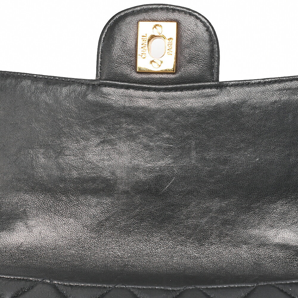 CHANEL Lambskin Matelasse Double Face 23cm Chain Shoulder Black Gold-Tone Hardware, Pre-Owned