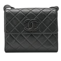 CHANEL Lambskin Matelasse Cocomark Black One Shoulder Black Gold-Tone Hardware, Pre-Owned