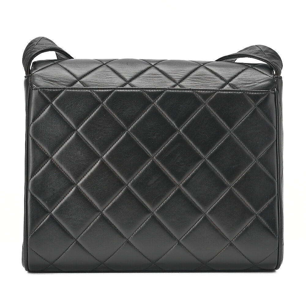 CHANEL Lambskin Matelasse Cocomark Black One Shoulder Black Gold-Tone Hardware, Pre-Owned