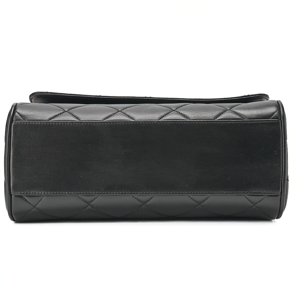 CHANEL Lambskin Matelasse Cocomark Black One Shoulder Black Gold-Tone Hardware, Pre-Owned