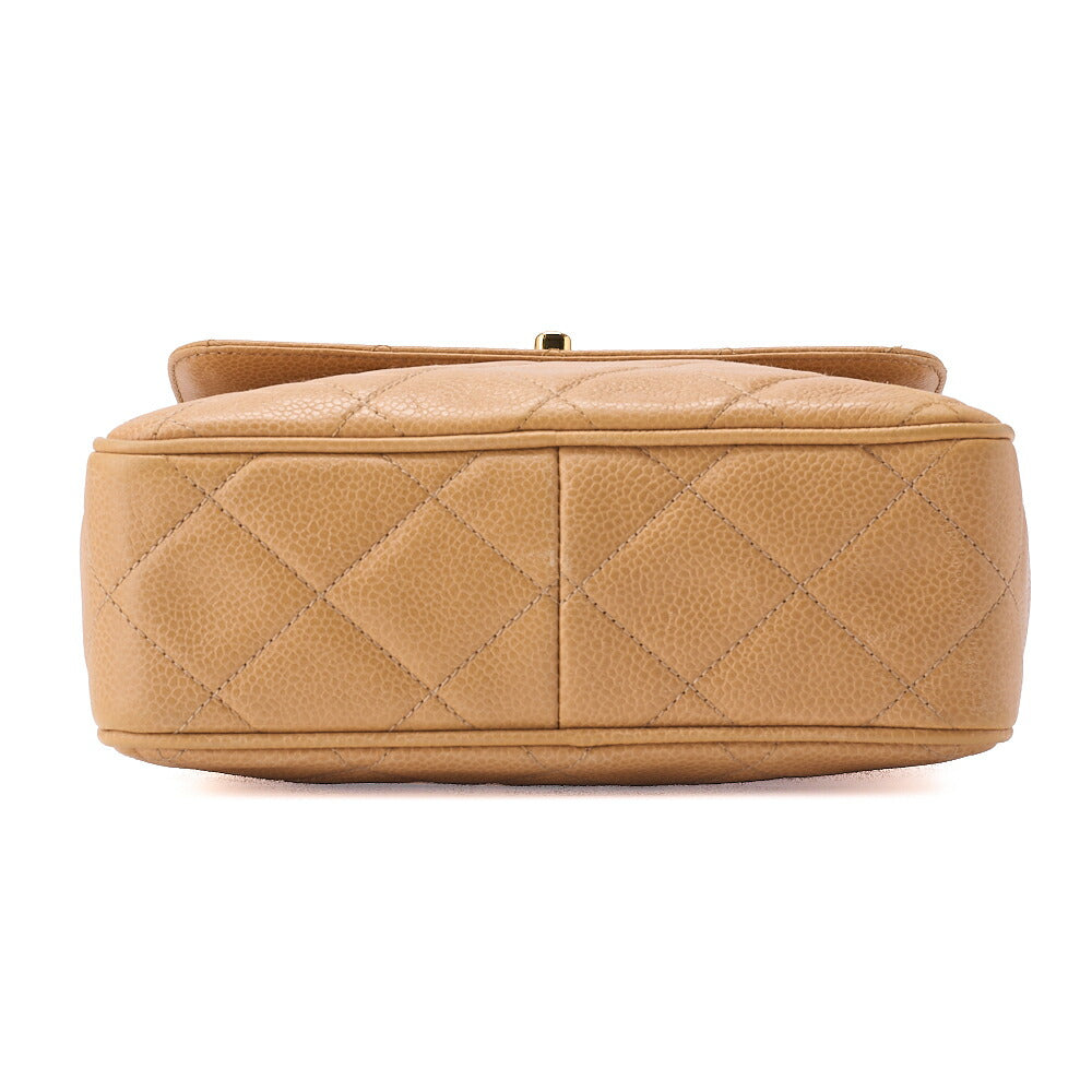 CHANEL Matelasse  Turnlock Chain Shoulder Logo Charm Caviarski Beige Gold-Tone Hardware, Pre-Owned