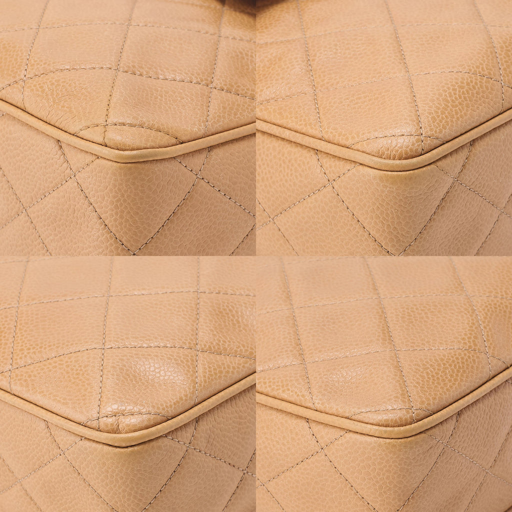 CHANEL Matelasse  Turnlock Chain Shoulder Logo Charm Caviarski Beige Gold-Tone Hardware, Pre-Owned