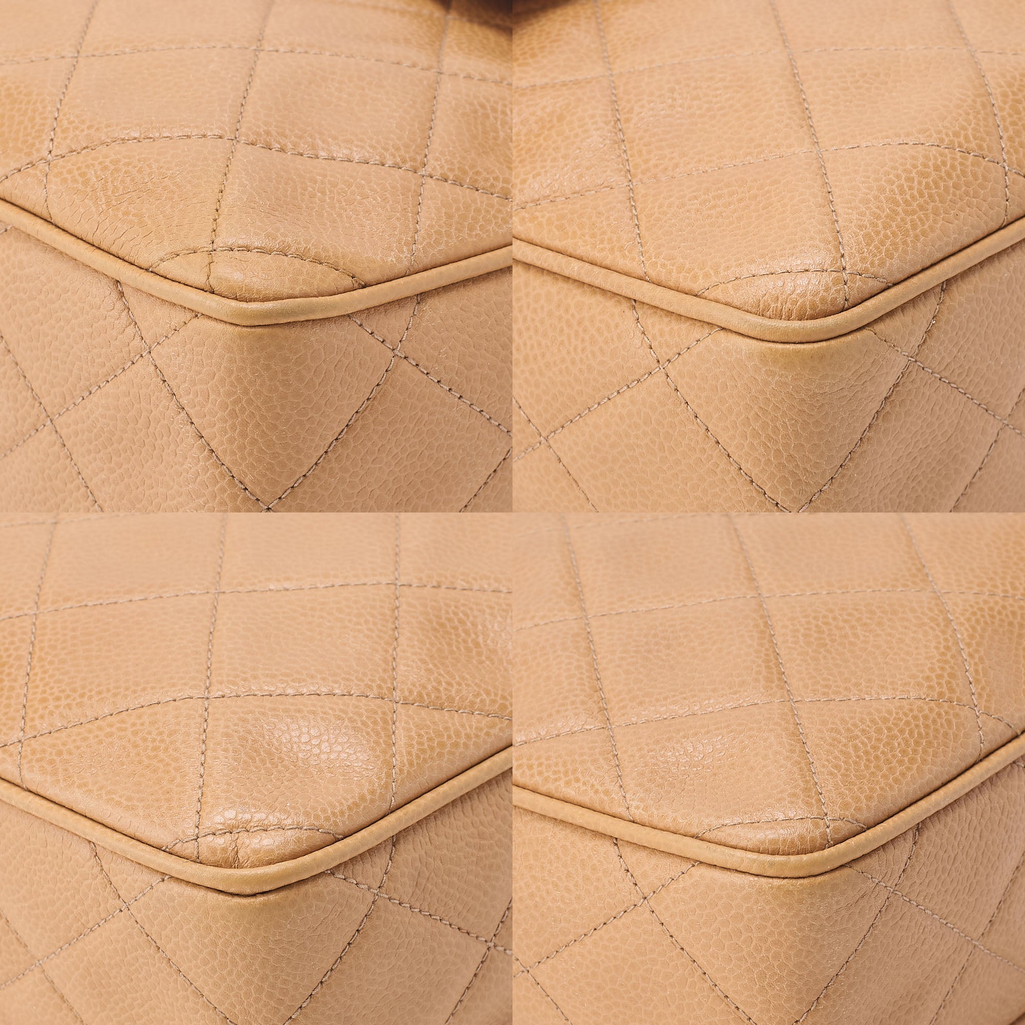 CHANEL Matelasse  Turnlock Chain Shoulder Logo Charm Caviarski Beige Gold-Tone Hardware, Pre-Owned