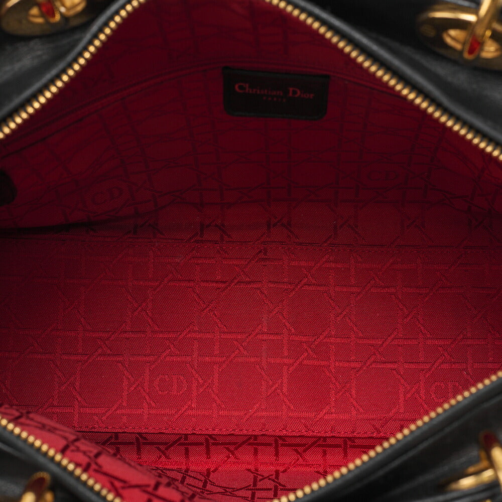 Dior Lady Dior Cannage Handbag Large Size Lambskin Gold-Tone Hardware, Pre-Owned