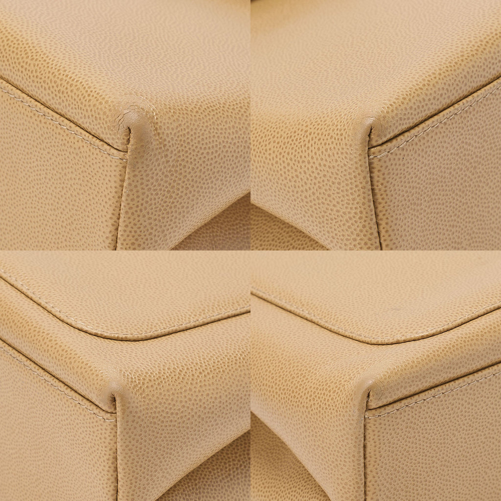 CHANEL Handbag Mini Kelly Shape Caviar Skin Beige Gold-Tone Hardware, Pre-Owned