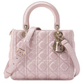 Dior Lady Dior Cannage 2-Way Handbag Lambskin Pink Silver-Tone Hardware, Pre-Owned