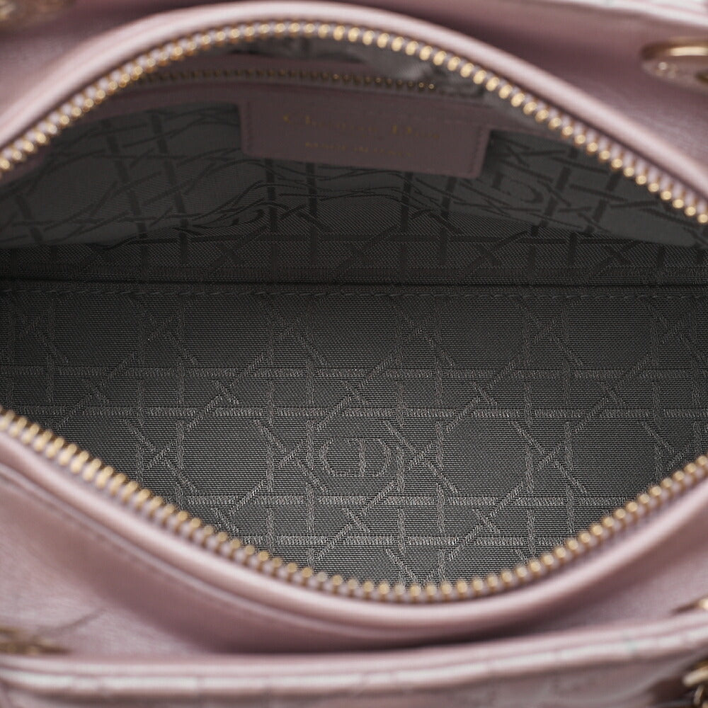 Dior Lady Dior Cannage 2-Way Handbag Lambskin Pink Silver-Tone Hardware, Pre-Owned