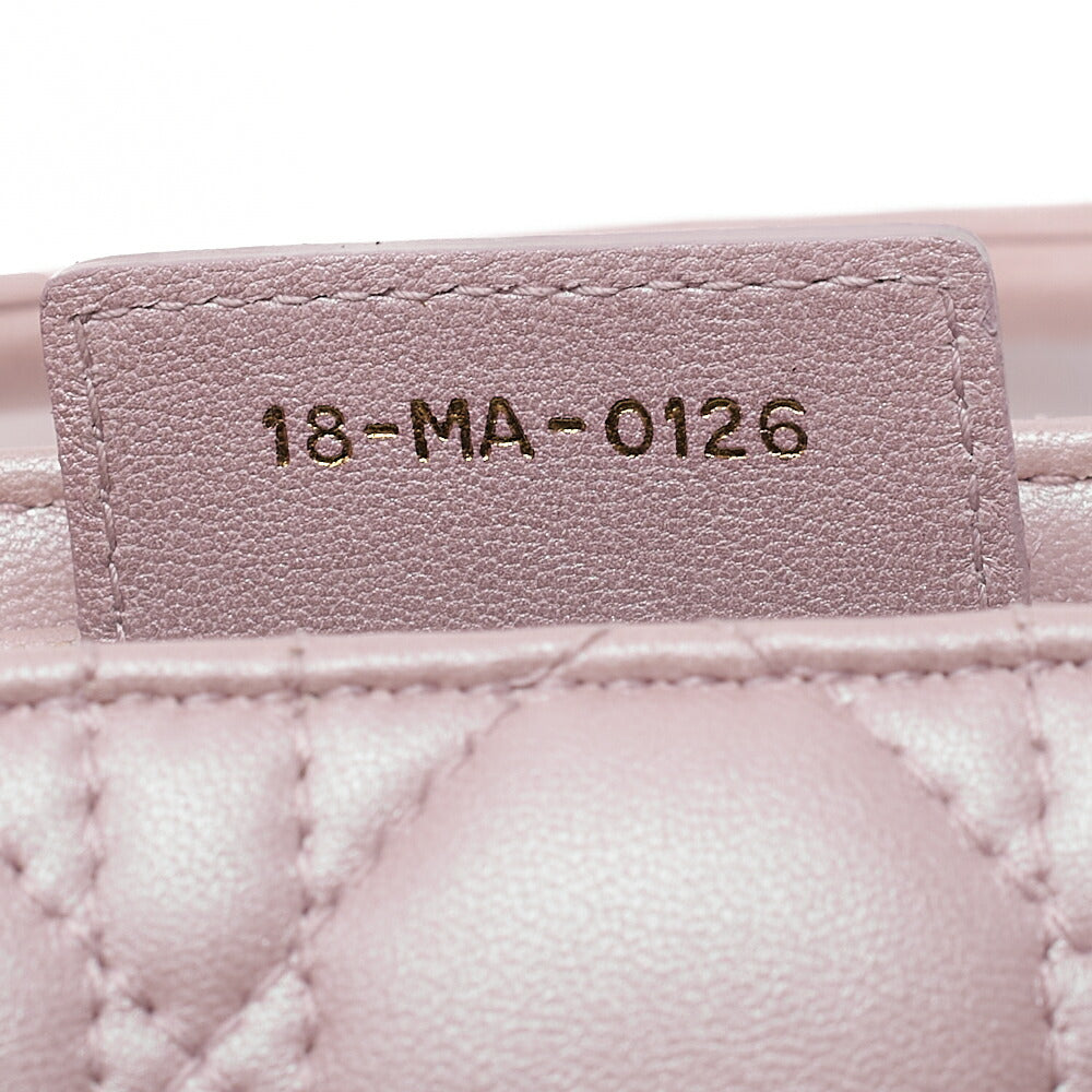 Dior Lady Dior Cannage 2-Way Handbag Lambskin Pink Silver-Tone Hardware, Pre-Owned