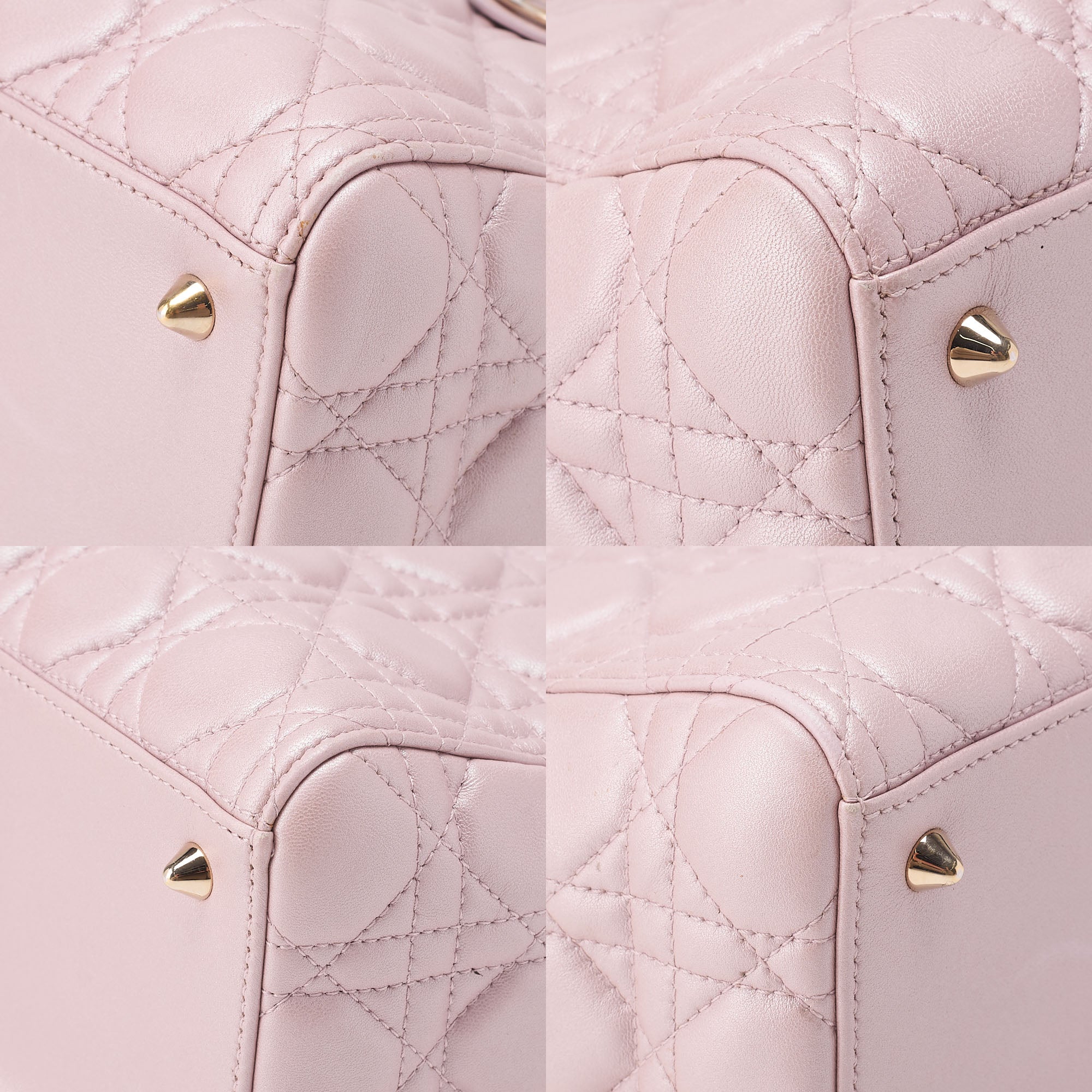 Dior Lady Dior Cannage 2-Way Handbag Lambskin Pink Silver-Tone Hardware, Pre-Owned