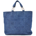 CHANEL Denim Coco Mark Large Size Tote Bag Silver-Tone Hardware, Pre-Owned