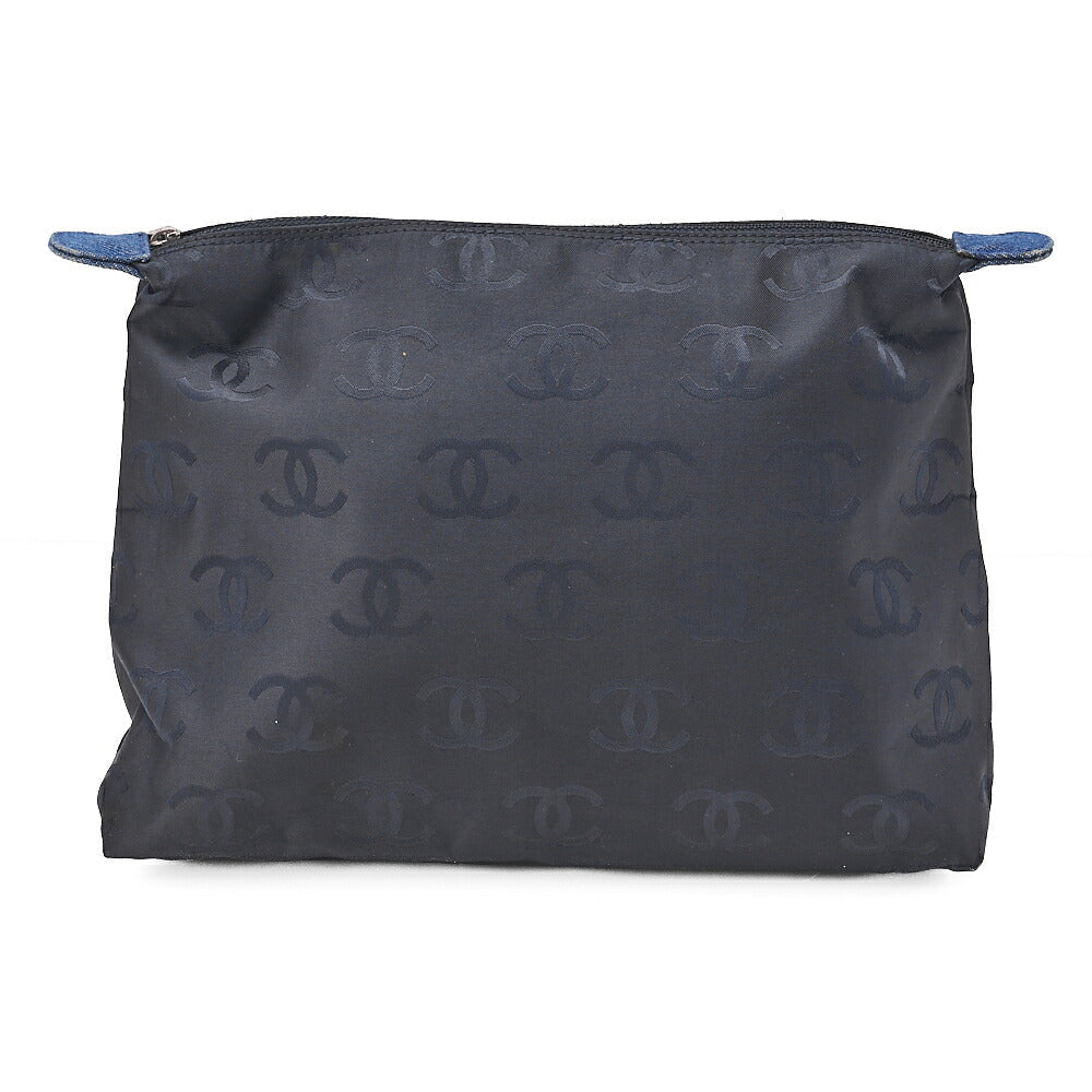 CHANEL Denim Coco Mark Large Size Tote Bag Silver-Tone Hardware, Pre-Owned