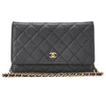 CHANEL Matelasse Chain Wallet Caviar Skin Black Gold -Tone Hardware, Pre-Owned