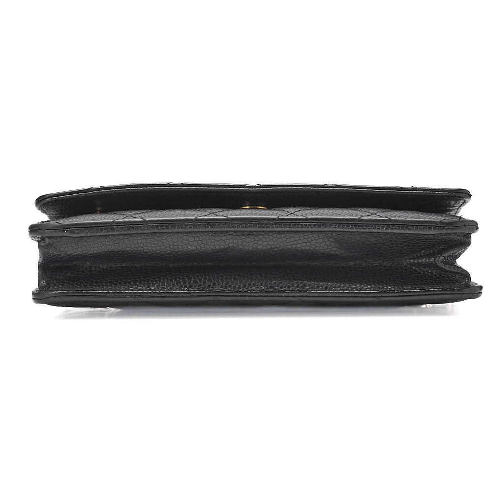 CHANEL Matelasse Chain Wallet Caviar Skin Black Gold -Tone Hardware, Pre-Owned