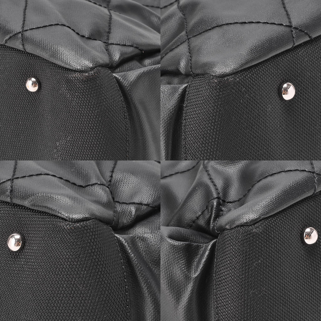 CHANEL Tote Bag Coated Canvas Paris Biarritz GM Coco Charm Black Silver-Tone Hardware, Pre-Owned