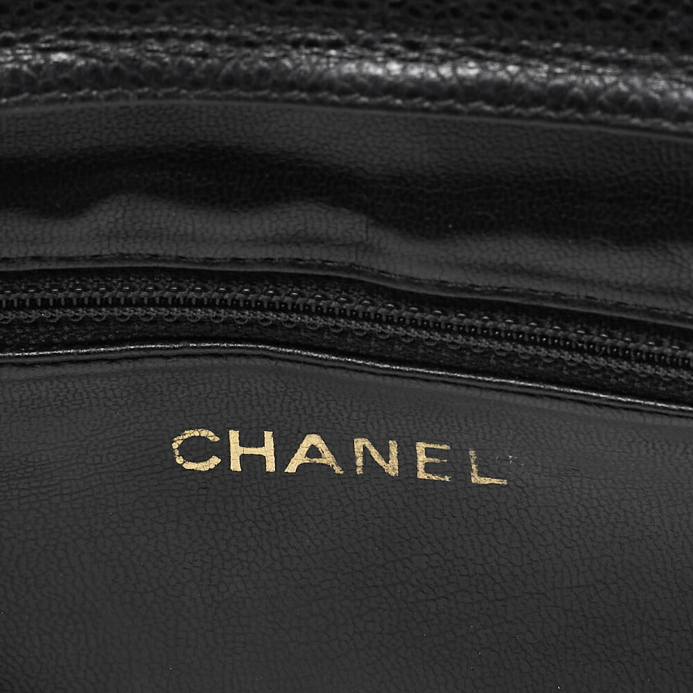 CHANEL Caviar Skin Triple Coco with Ball Charm W Chain Shoulder Black Gold -Tone Hardware, Pre-Owned