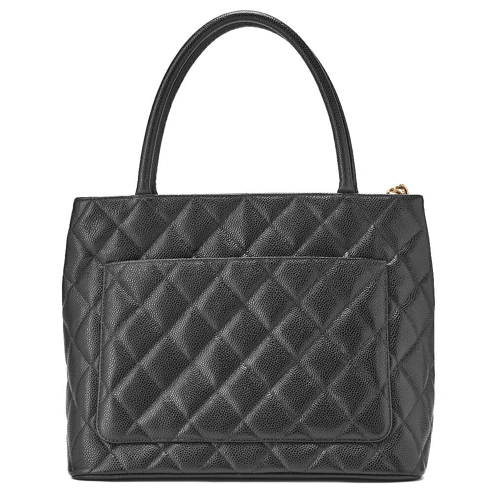 CHANEL Matelasse Reprint Tote Caviar Skin Black Gold-Tone Hardware, Pre-Owned