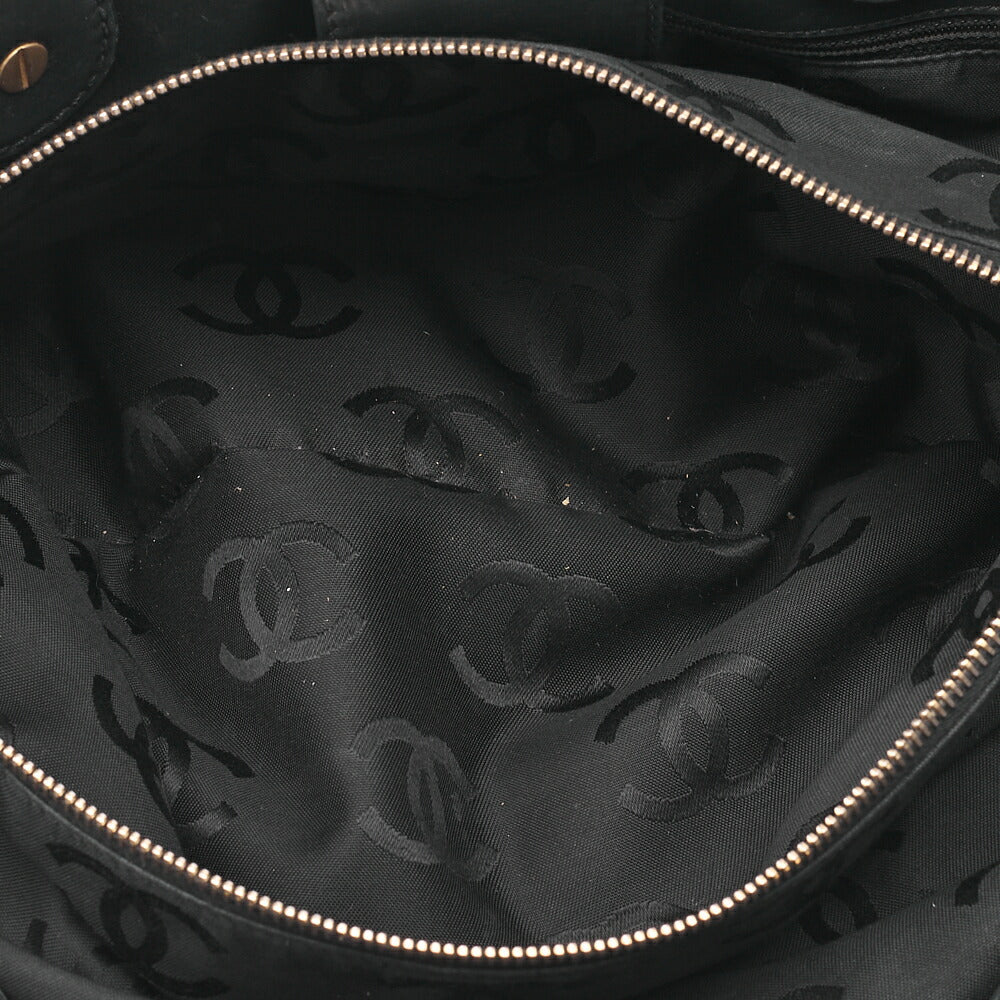 CHANEL Coco Mark Raffia x Leather Chain Tote Bag Turnlock Navy Gold -Tone Hardware, Pre-Owned
