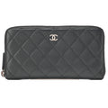 CHANEL Matelasse Round Long Wallet Caviar Skin Black Silver-Tone Hardware, Pre-Owned