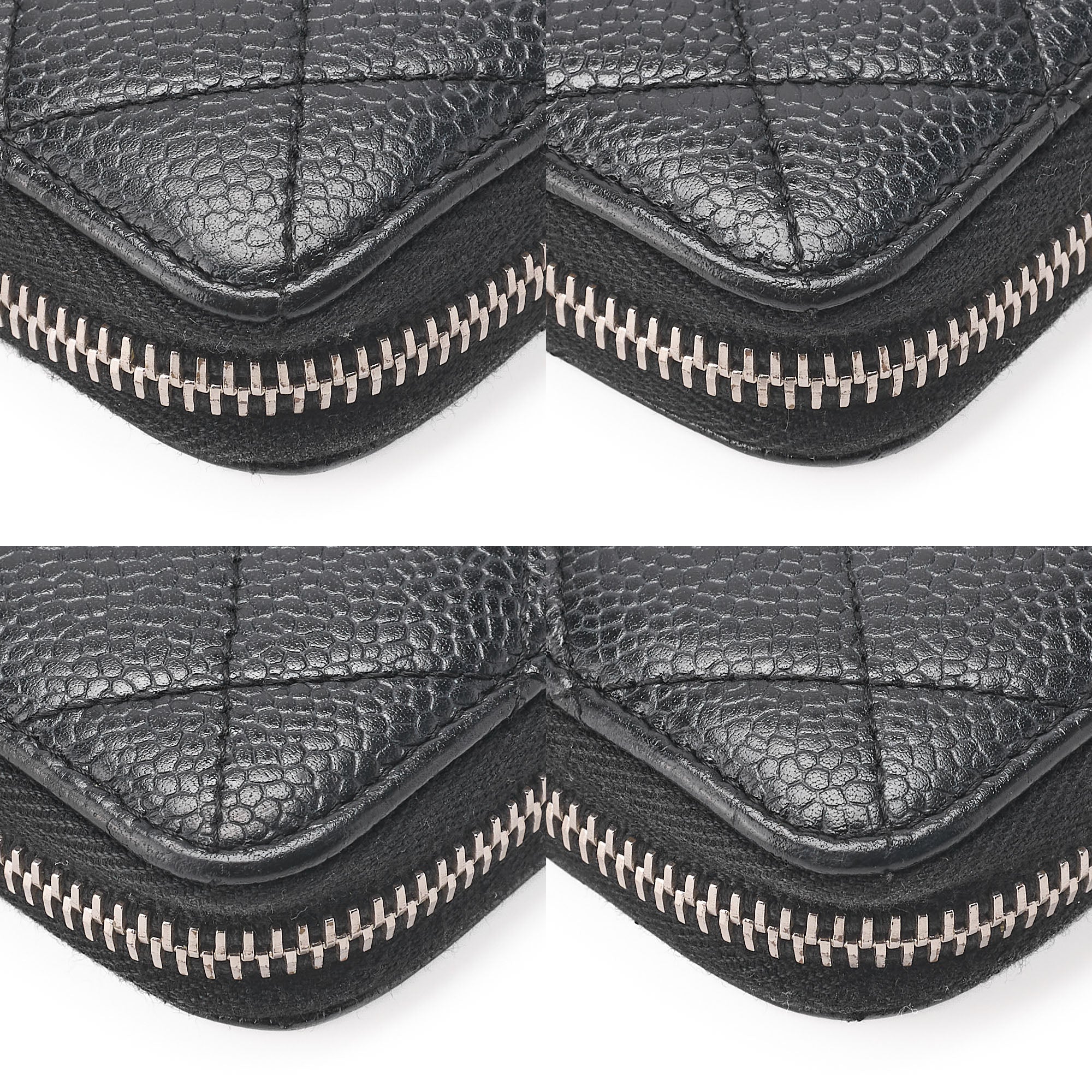 CHANEL Matelasse Round Long Wallet Caviar Skin Black Silver-Tone Hardware, Pre-Owned