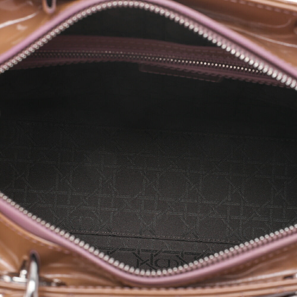 Dior Lady Dior Canage Handbag Large Size Enamel Silver -Tone Hardware, Pre-Owned