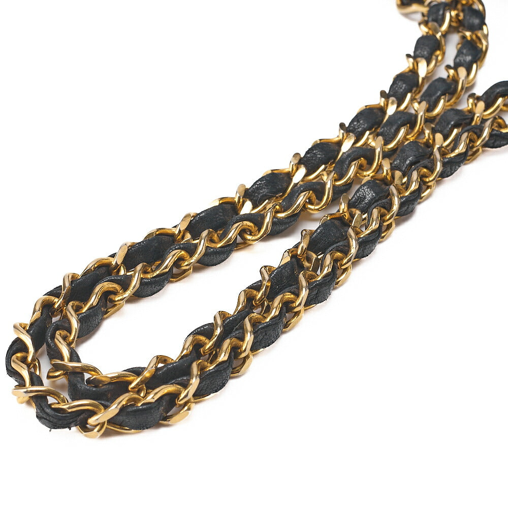 CHANEL Lambskin Matelasse Double Flap 25cm Square Chain Shoulder Black Gold-Tone Hardware, Pre-Owned