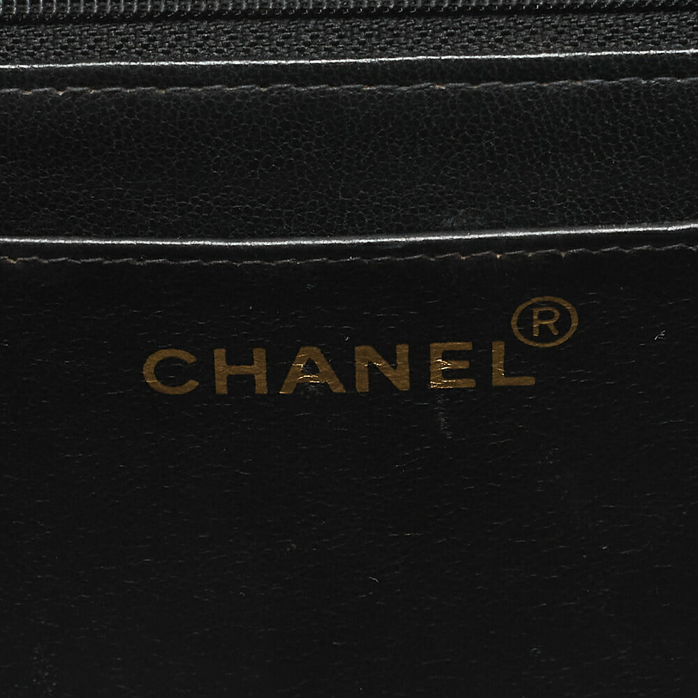 CHANEL Handbag Matelasse Round Flap One Shoulder Bag Single Lambskin Black Gold-Tone Hardware, Pre-Owned