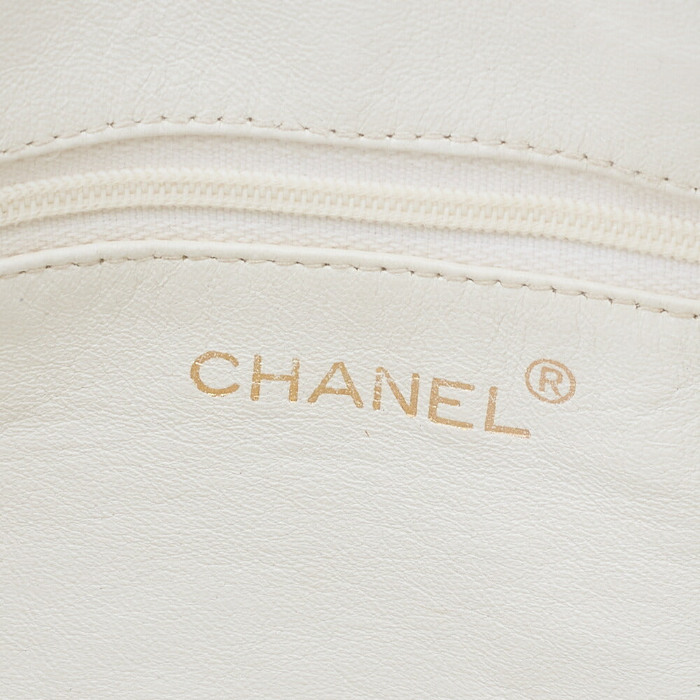 CHANEL Caviar Skin Cocomark Ball Charm Chain Shoulder White Gold -Tone Hardware, Pre-Owned