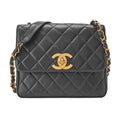 CHANEL Lambskin Matelasse Deca Coco Single Chain Shoulder Black Gold -Tone Hardware, Pre-Owned
