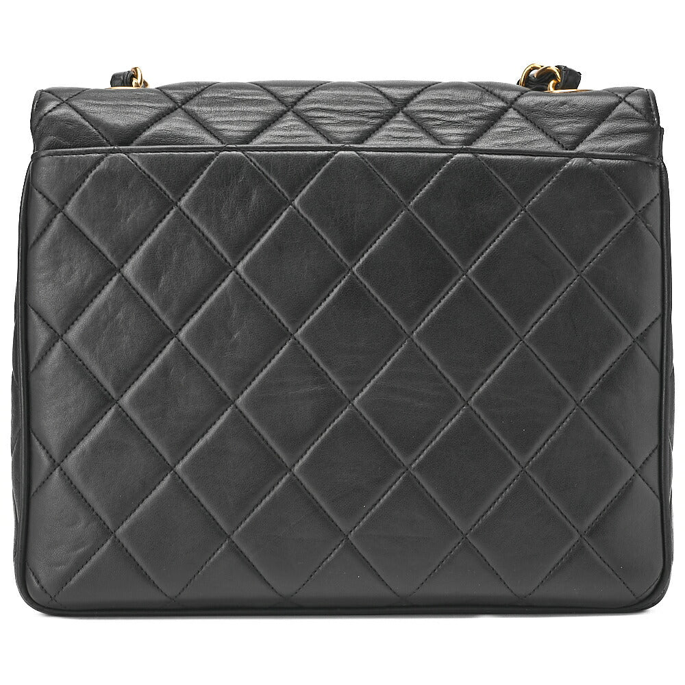 CHANEL Lambskin Matelasse Deca Coco Single Chain Shoulder Black Gold -Tone Hardware, Pre-Owned