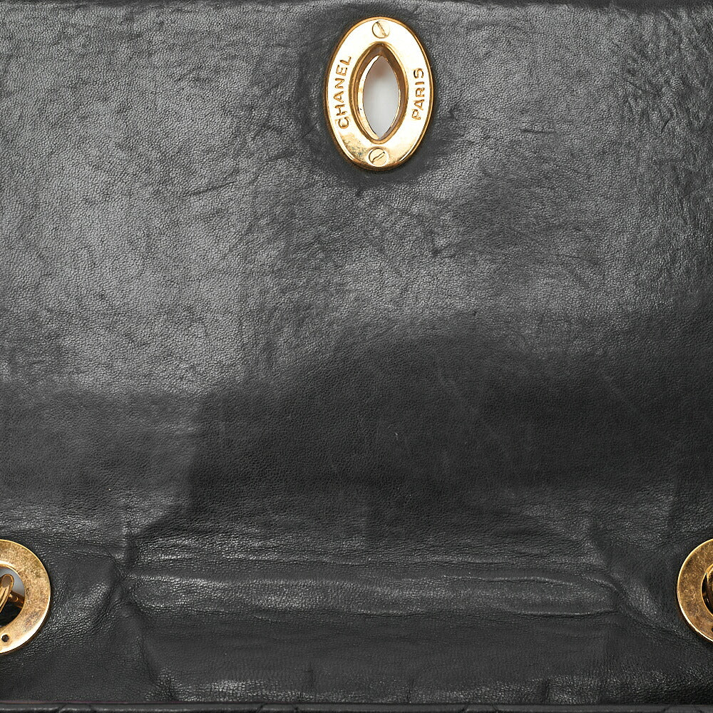 CHANEL Lambskin Matelasse Deca Coco Single Chain Shoulder Black Gold -Tone Hardware, Pre-Owned