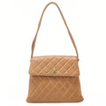 CHANEL One Shoulder Bag Matelasse Turnlock Single Flap Lambskin Beige Gold-Tone Hardware, Pre-Owned